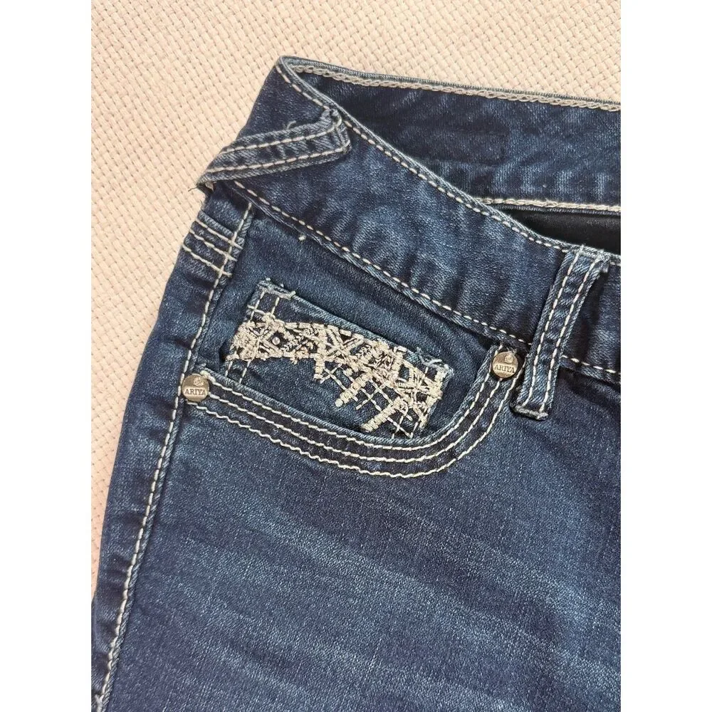 ARIYA JEANS Dark Wash Embroidered Skinny Jeans – Size 7/8 Regular - Picture 12 of 12